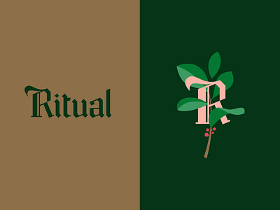 Ritual beverages blackletter branding drink gothic leaves lettering logo tea type design typography