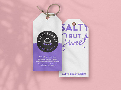Salty swing tags active beach fun kids logo design packaging sun sustainable swim typography