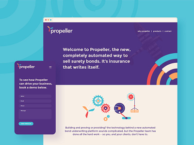 Propeller website airplane branding flat identity illustration insurance logo propeller typography vector