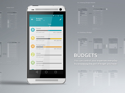 Monnie android app app gui material design money tracker ui ux