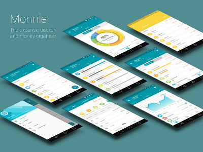 Monnie android app app gui material design money tracker ui ux