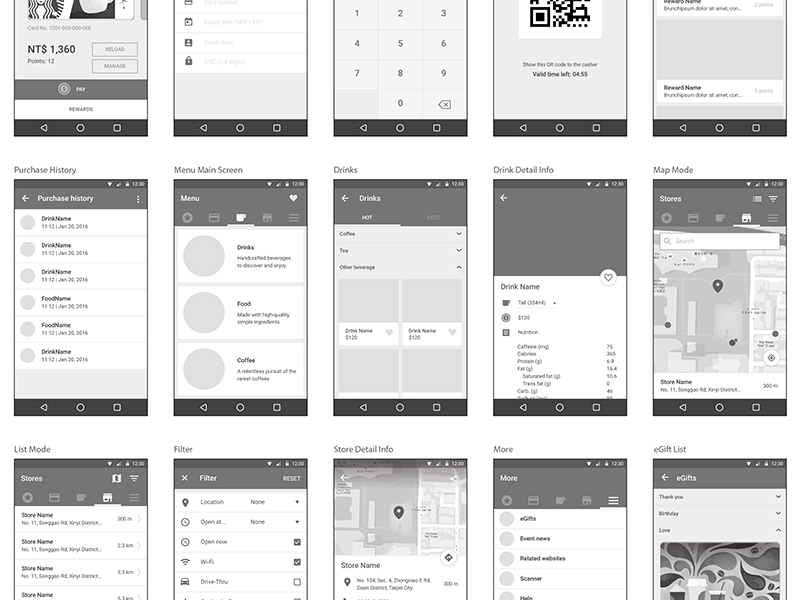 Starbuck App Redesign ux ui material design interface design android app wireframe