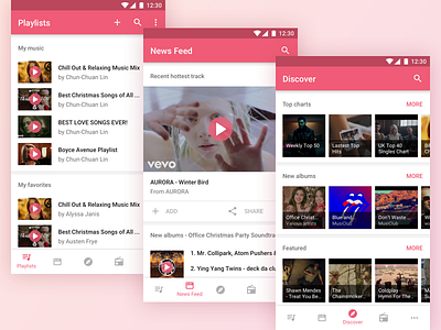 Music App Concept A android concept material design music app