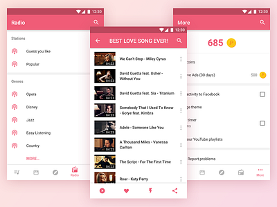 Music App Concept A android concept material design music app