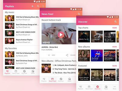 Music App Concept B android concept material design music app