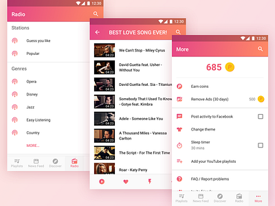 Music App Concept B android concept material design music app