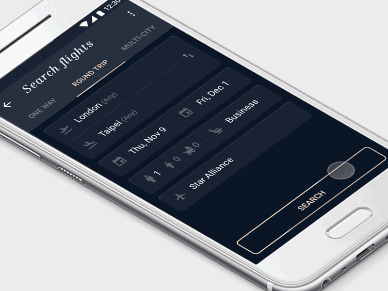 WiseFlight - Book a Flight android app concept design flight ui ui design ux