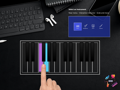 Hololens 2 Piano UI accessibility augmentedreality color design floating menu hololens hololens2 menu microsoft mixed reality modern ui uidesign virtual