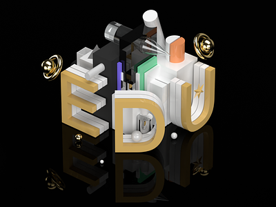 3D Design 3d colors gold letters modern ui shapes uidesign