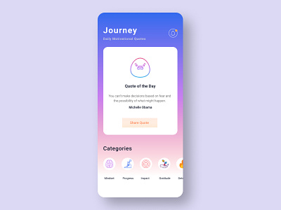 Journey Motivational App app design color design gradient homepage design uidesign