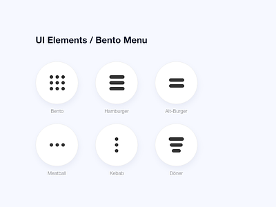 UI Elements- Bento Menu bento burger menu download hamburger menu kebab meatball menu svg icons ui elements uiux