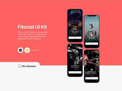 Fitocial UI Kit adobexd fitness health app ios app design mobile ui ui kit ui kit design uiuxdesign