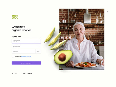 Organic Kitchen Sign up page design using starter kit