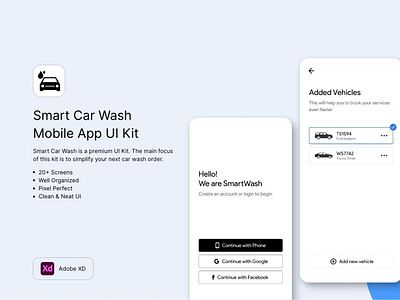 Car Wash UI Kit adobe xd adobexd carwash cleaning dailyui download freebie mobileapp uber ui ui kit