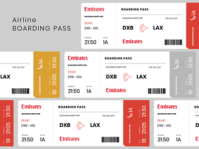 Emirates Boarding Pass Concept adobe xd boarding clean design flights plane