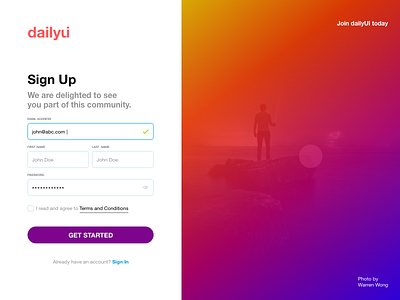 Daily UI Challenge Day001 001 challenge dailyui page signup ui