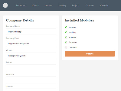 Client Management Settings admin client cms management