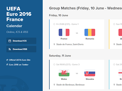 UEFA Euro 2016 Calendar 2016 calendar euro flags football ics soccer uefa
