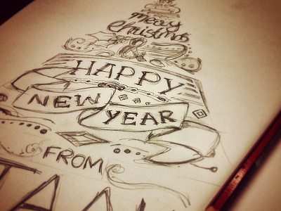 Merry Christmas Sketch christmas design illustration new year pencil sketch