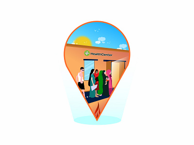 Health Center location illustration. all people go to health centers all people go to health centers colorful illustration design health center healthy lifestyle illustration illustration designers location illustration medical center illustration medical illustration medical illustration vector vector