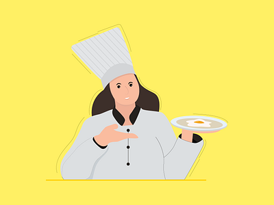 The chef woman is serving her food vector illustration design chef woman colorful illustration design flat healthy lifestyle illustration illustration designers serving her food vector
