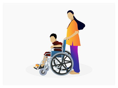 Doctor Carrying children Patient On Wheelchair children illustration colorful illustration creative design design doctor doctor carrying doctor carrying flat hospital illustration illustration designers illustration illustrative medical vector