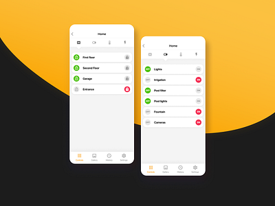 Smart Home Locking System and Switch Controls for MyJABLOTRON app design figma smart home ui ux