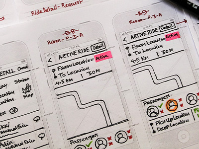 Ridelah! Wireframing on Paper