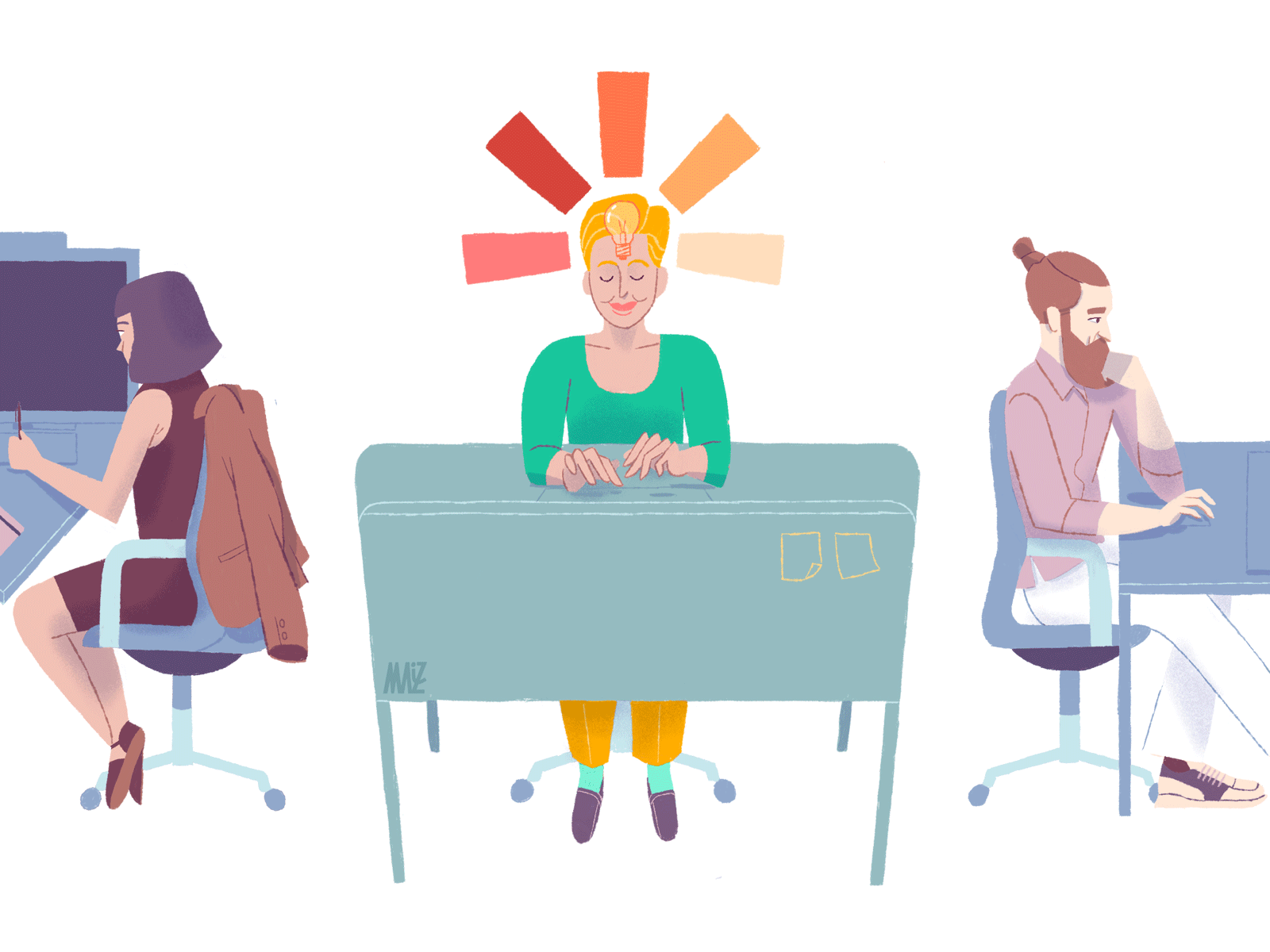 People who think differently: Neurodiversity autism character design colourful dani maiz editorial illustration employees ideal candidate illustration labor market magazine illustration neurodiversity office radiant
