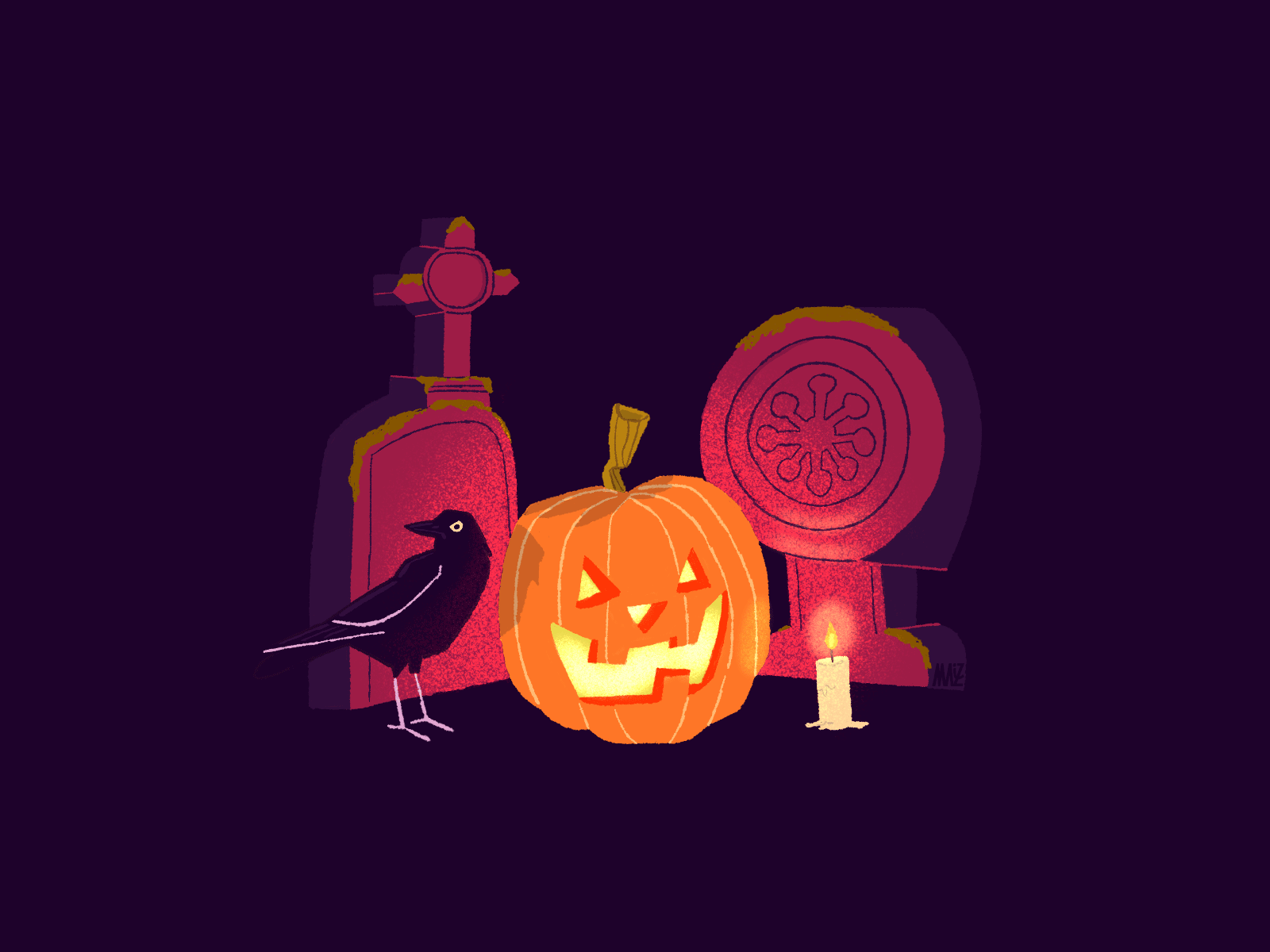 Halloween: The night of the souls animated gif animation animation 2d cemetery colourful crow dani maiz doodle animation editorial illustration gif halloween halloween art illustration magazine illustration pumpkin tomb