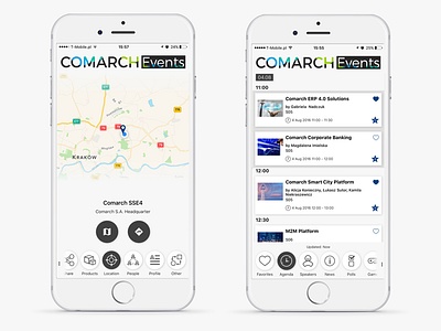 Comarch Events app events menu ui ux