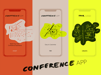 Conference Experience app design hand drawn illustration justforfun logo magdalenamigas migas mixed mobile onboarding ui ux