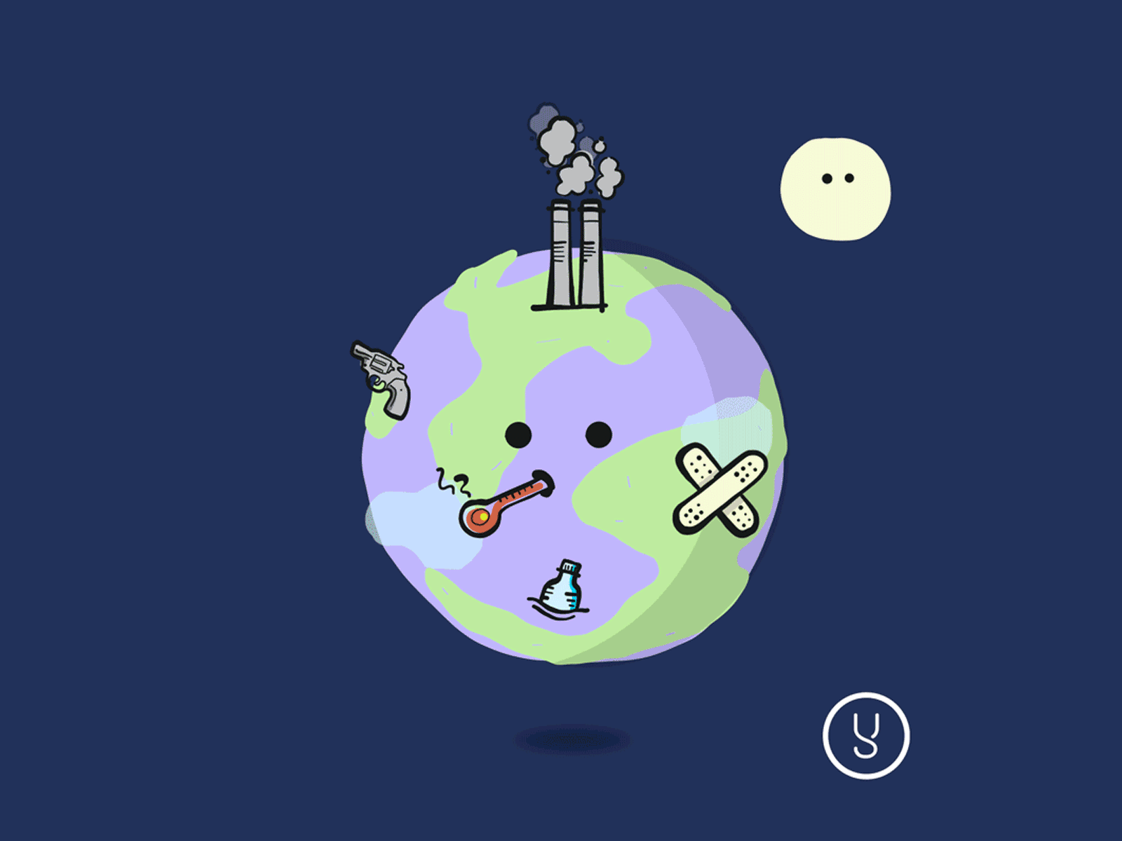 earthday agency animated apple pencil blog post closed earth day event illustration pandemic planet polution virus yellowcatfive