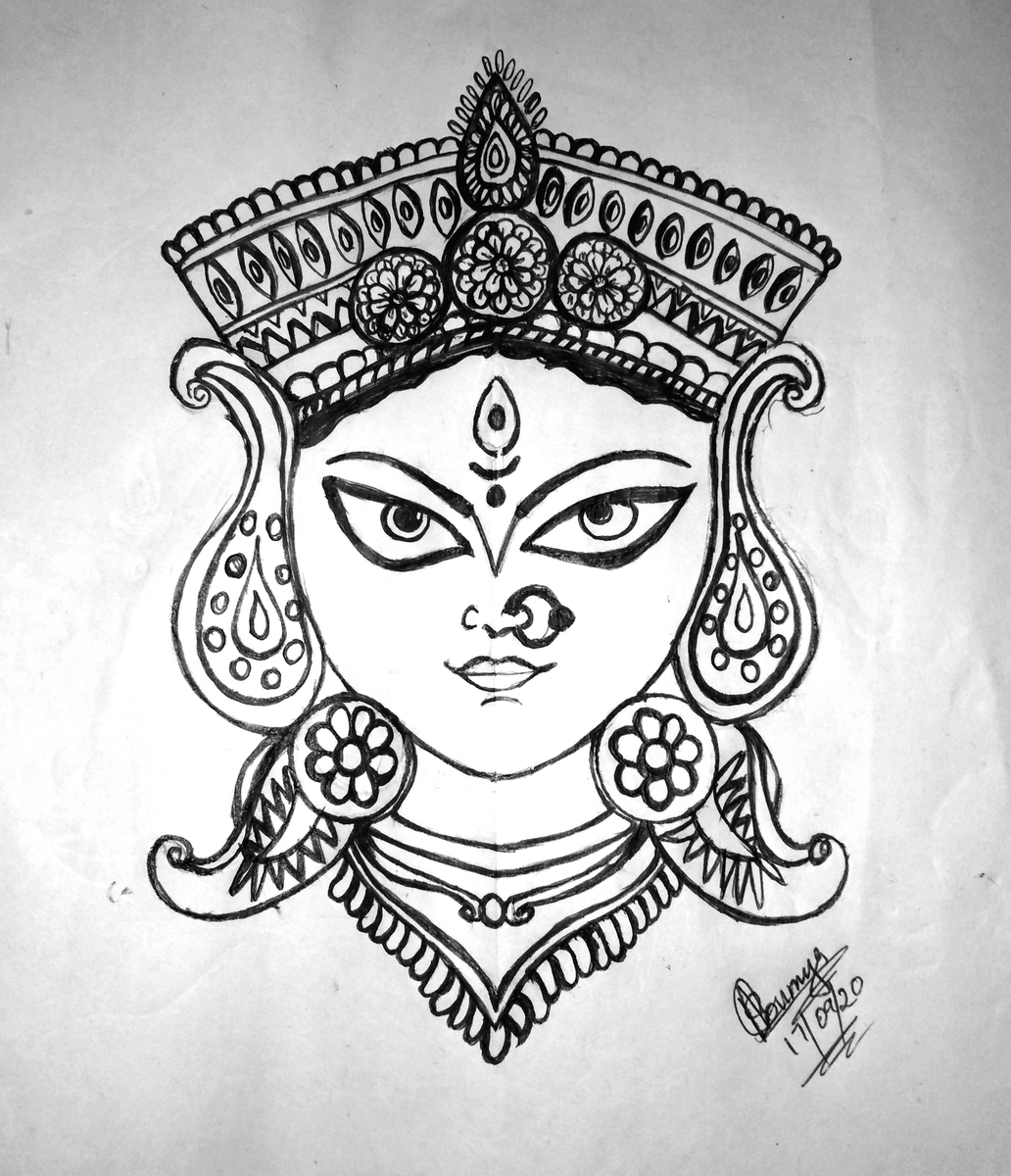 Painting Of Kali Maa In Pencil Sketch Size A3 - GranNino-vachngandaiphat.com.vn