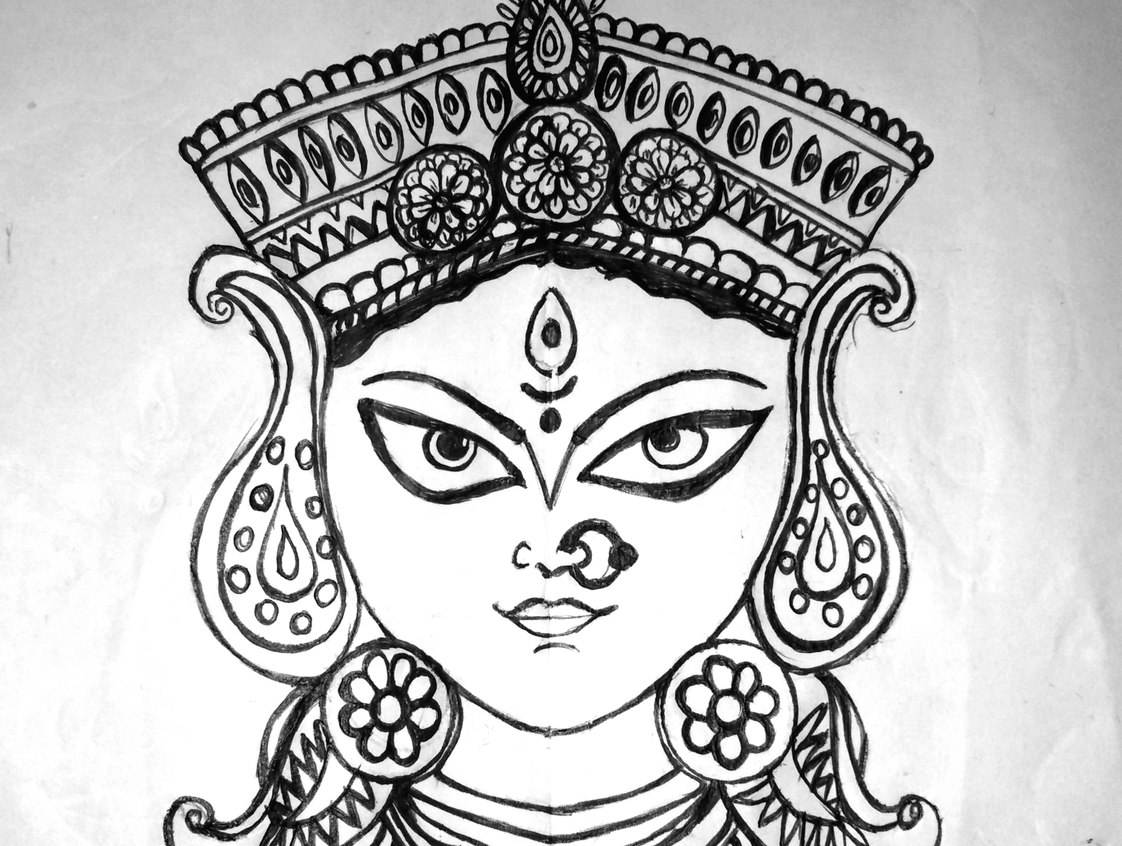 Goddess Durga Drawing  Drawings  By Banani Sarkar