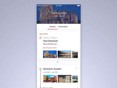 Trips Dribbble Shot design itinerary mobile travel trips ui