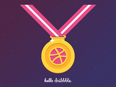 Hello Dribbble artwork illustration medal photoshop