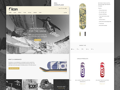 Icon Snowskates 2016 Site din din rounded ecommerce homepage shopify skateboard snow snowskate ui web design