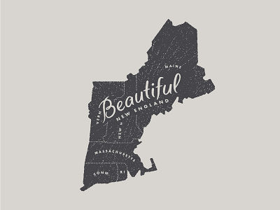 Beautiful New England Sticker futura lettering map new england states