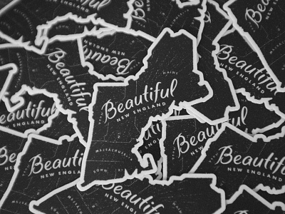 Beautiful New England Stickers futura lettering map new england states