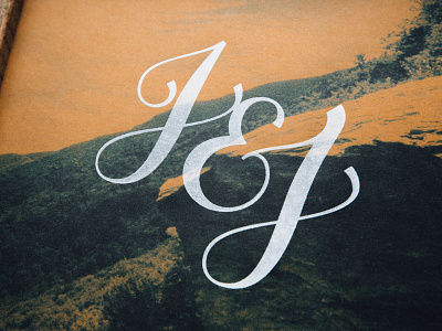J&J Print duotone landscape lettering mountain screenprint script type