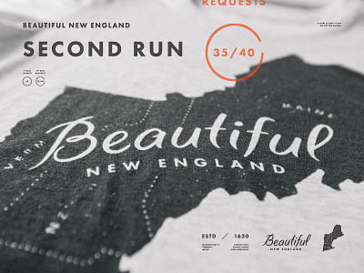 Second Run of Beautiful New England beautiful graph lettering new england states tee tee shirt type typography