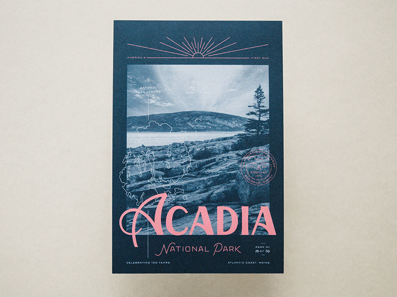 Acadia Type Hike Postcard & More acadia layout lettering national parks postcard type hike typography