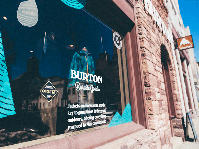 Burton SS17 Window burton eksell mountains rain retail trees window