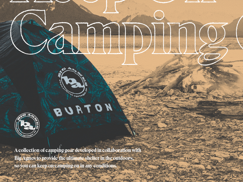Burton Camp On badge burton camping cta din eksell hero mobile typography