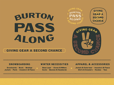 Burton Pass Along Brand Board clothing gear hand lettering national parks peace sign routered squircle sustainability texture
