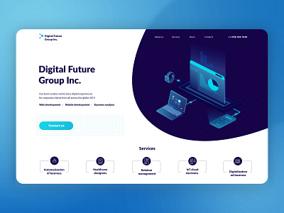 Digital Future Group Inc. 3d business concept desktop development digital illustration interface isometry minimalistic technology ui ux webdesign