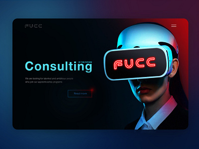 Landing for counsulting company career clean concept consulting contrast creative desktop future futurism interface lights minimalistic simplicity trendy ui ux vr webdesign website woman