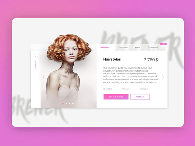 Slider for courses of beauty beauty courses desktop elements minimalist online slider top trend ui web design