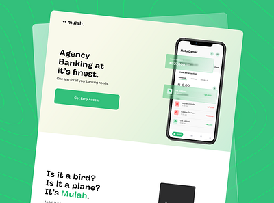 Mulah App wait-list website (Sample 1) banking fintech landingpage productdesign uiux